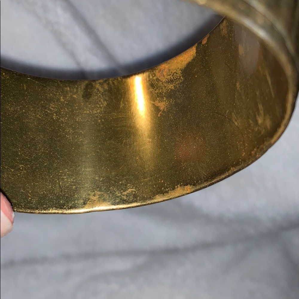 Vintage Brass Cuff with Line Design - Retro - Picture 4 of 6